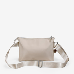 Bolso bandolera tostado en nailon con dos compartimentos