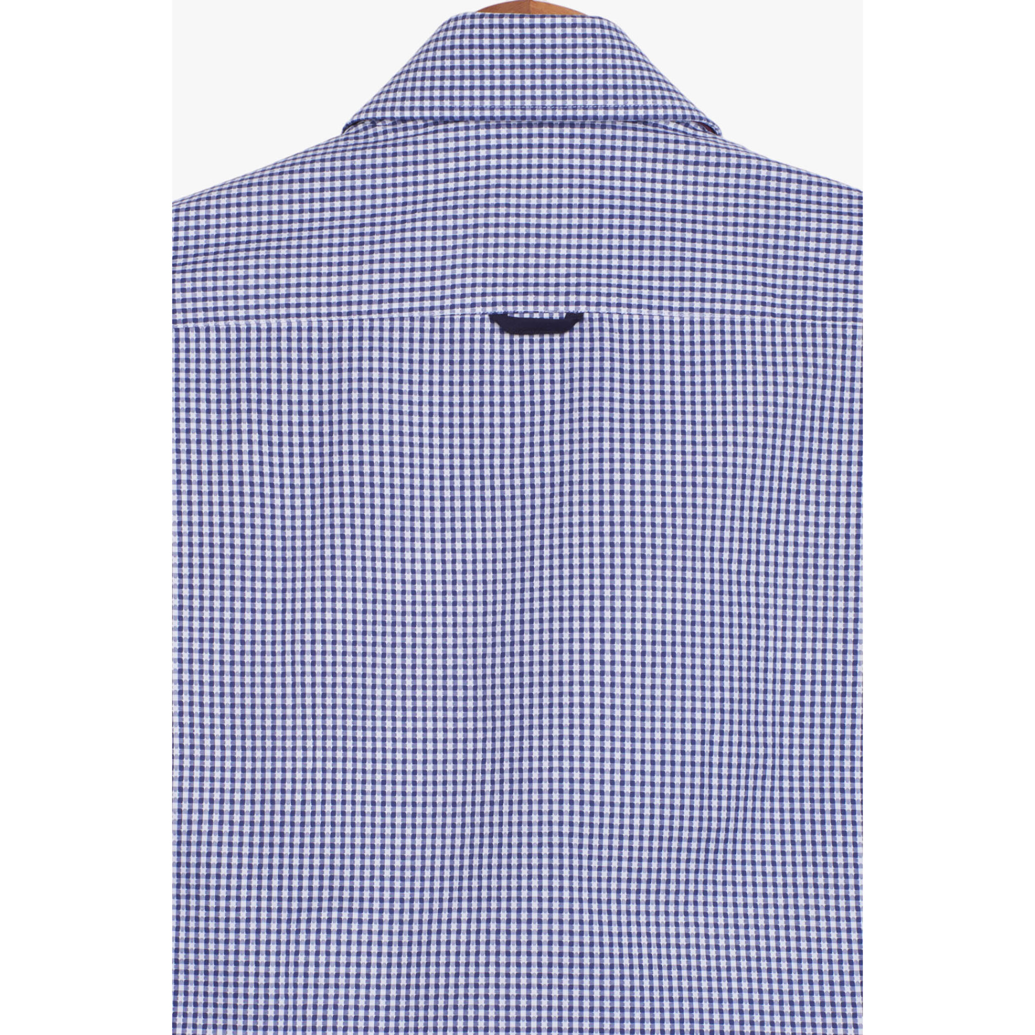 Camicia Uomo 2 Bottoni Button Down 7bottoni Doppio Coll Cotone Fantasia Blu\Bianco