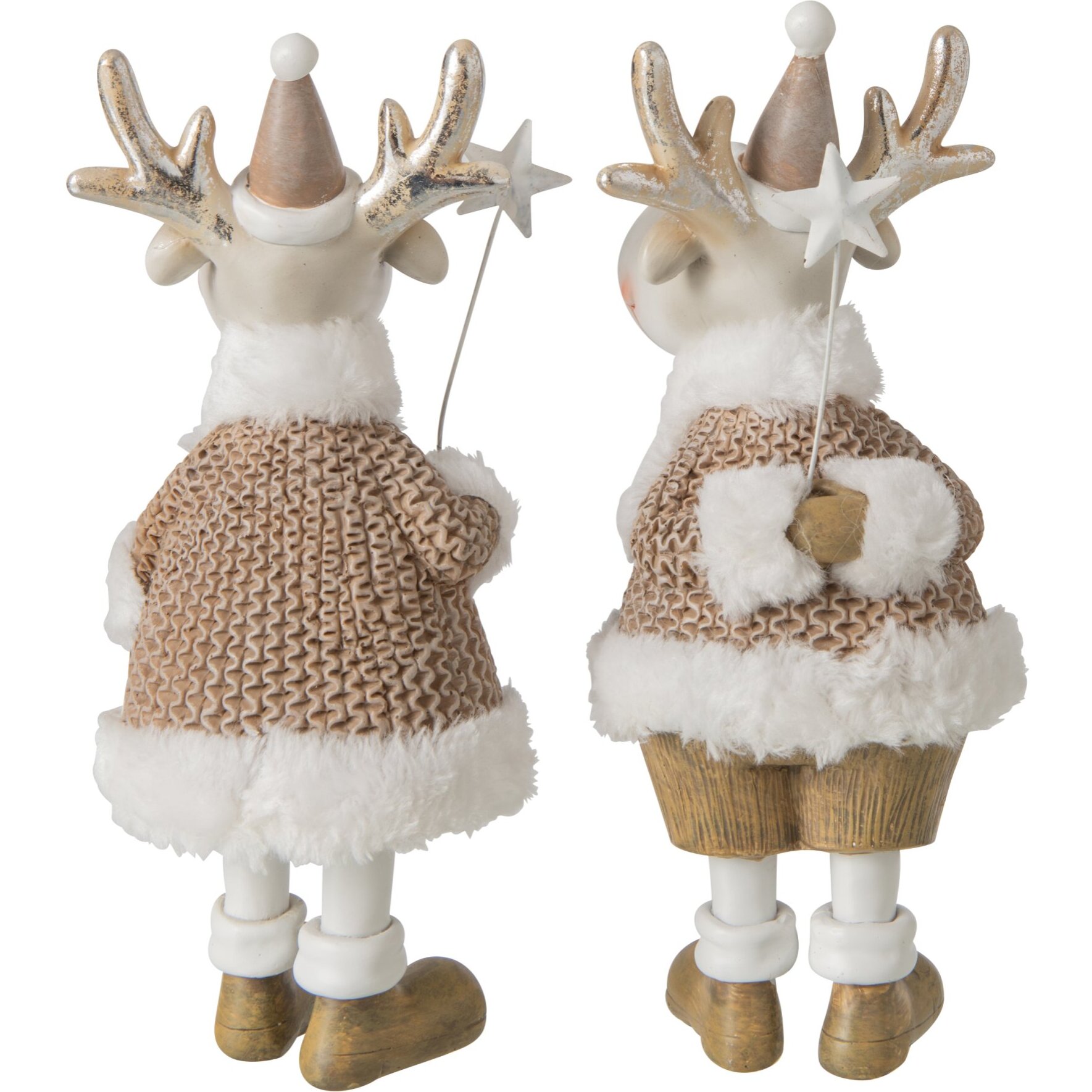 J-Line Renne habits d’hiver - polyrésine - blanc/beige - large - assortiment de 2