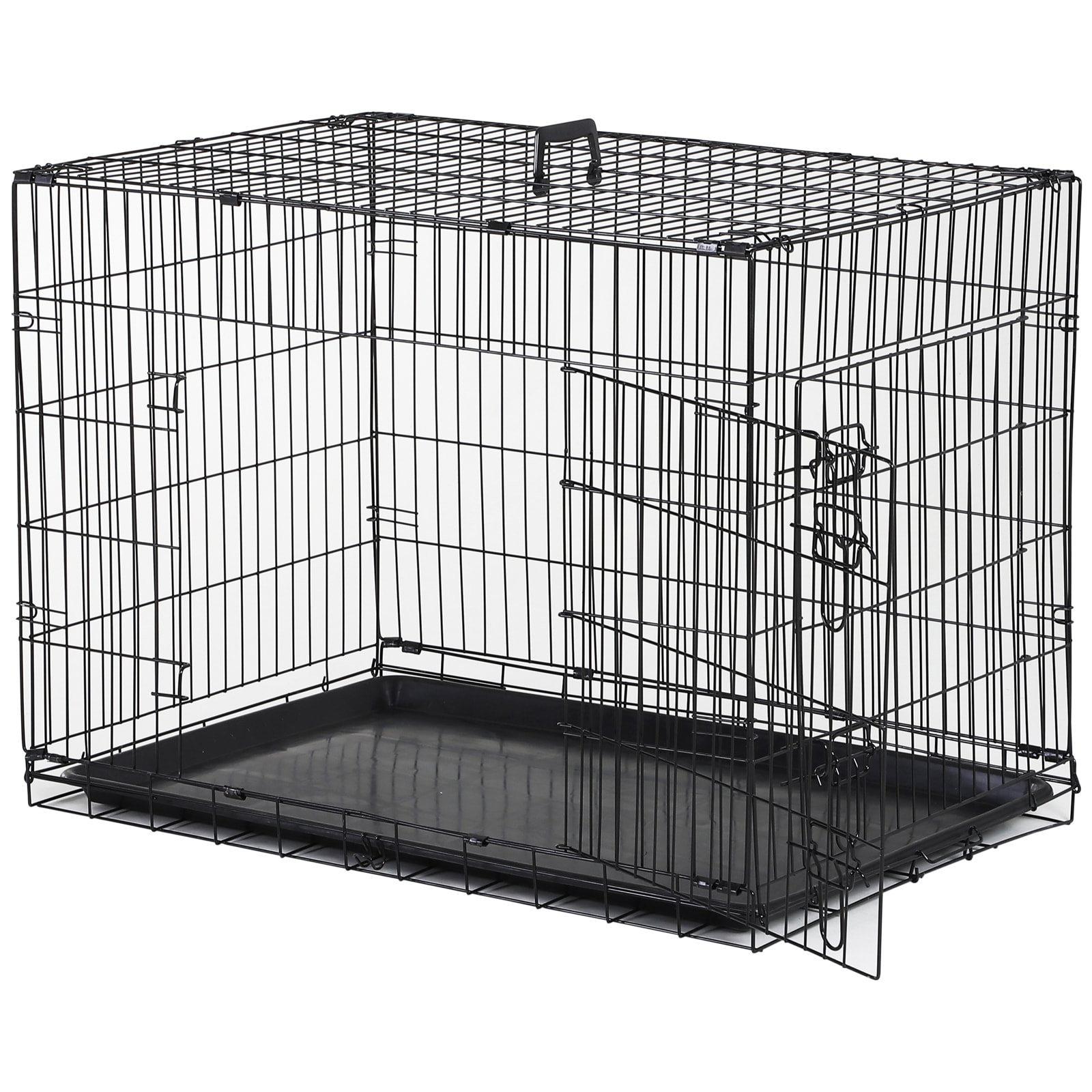 Cage caisse de transport pliante pour chien en métal noir 91 x 61 x 67 cm