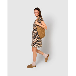 Camisón corto de algodón santorini beige