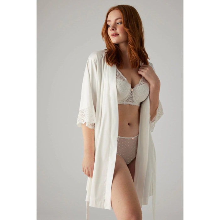 Camicia da notte in raso con dettagli in pizzo