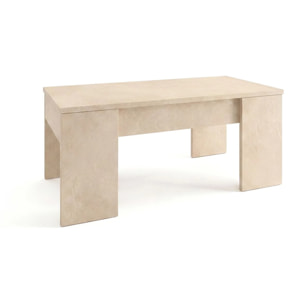 Mesa de centro elevable con almacenaje en microcemento beige 100x45-56 cm Vita Microcemento Beige