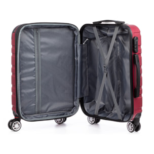 Set di 3 valigie Trolley espandibili, in materiale leggero ABS ad alta resistenza. Chiusura numerica, 4 ruote doppie girevoli a 360°.