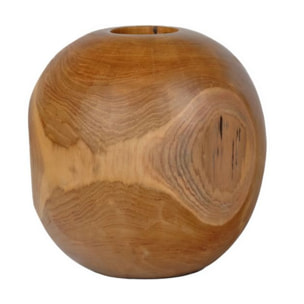 Vase décoratif rond D. 30 cm en bois de teck massif - FERGUS