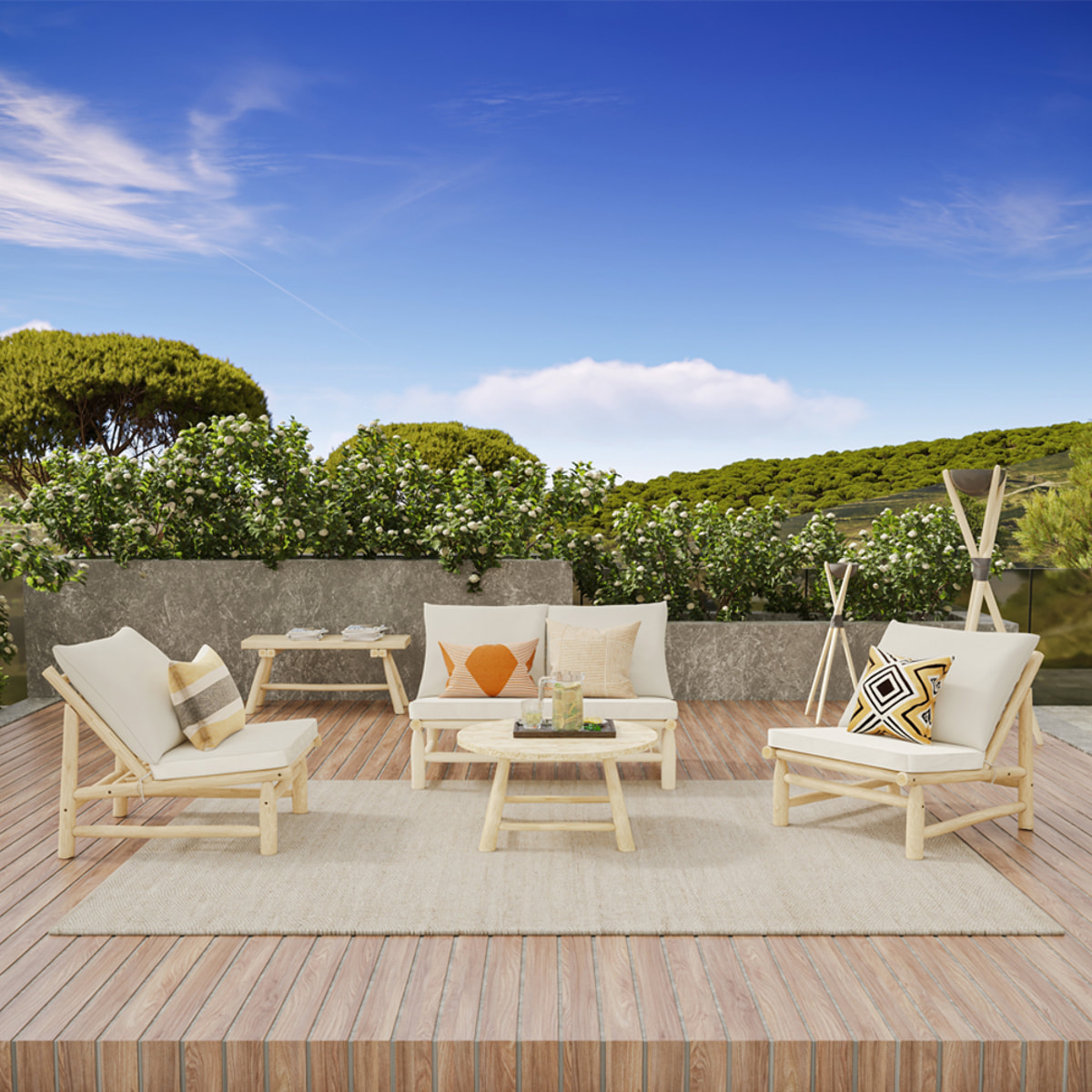 Banc de jardin en branche de teck 2 places - Makam