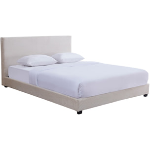 Lit avec tête de lit en velours côtelé - WILLIAM