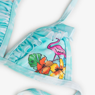 Bikini estampada niÃ±a, algodÃ³n, estampado, azul claro