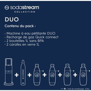 Machine à soda SODASTREAM DUO Noire Pack 2 carafes + 2 bouteilles