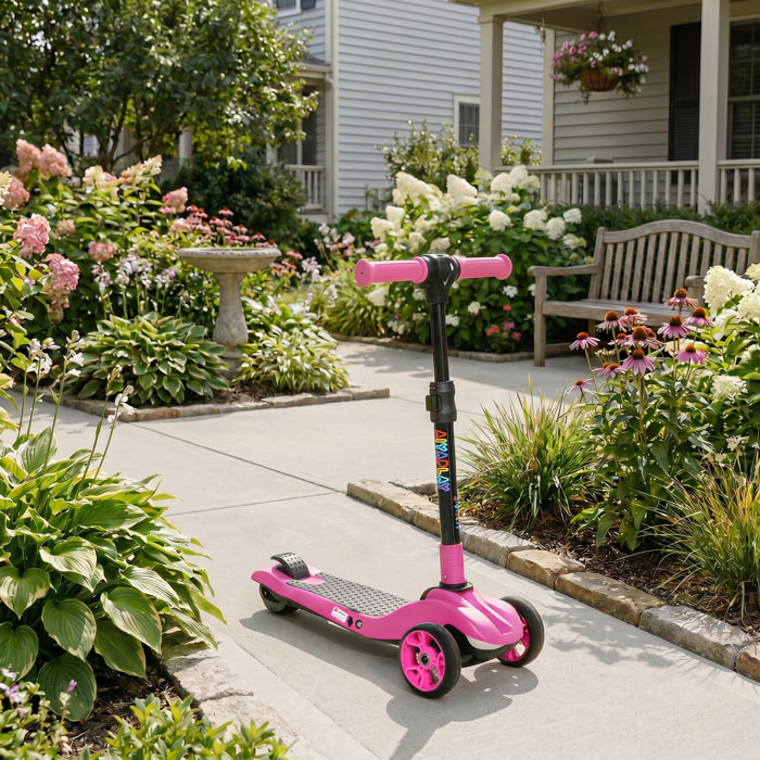Trottinette électrique enfant pliable 3 roues 8 Km/h max LED rose