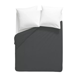 Housse de couette percale de coton uni anthracite Giulia titane