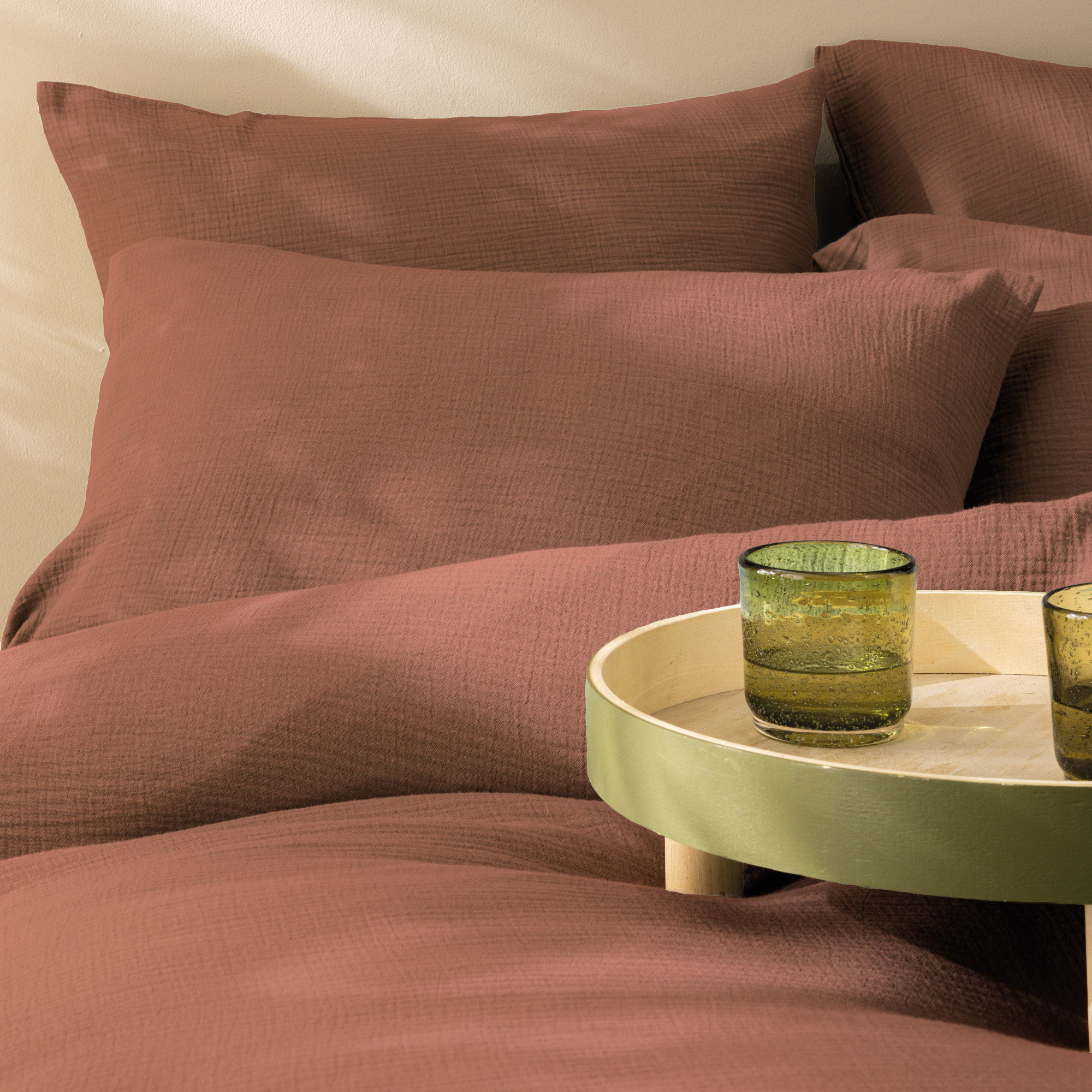 Parure de lit unie en coton, GAZE DE COTON