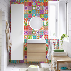 Stickers muraux - Sticker Mural Carrelage adhésif Cuisine Salle de Bain - 30 STICKERS CARREAUX DE CIMENT AZULEJOS RELINA