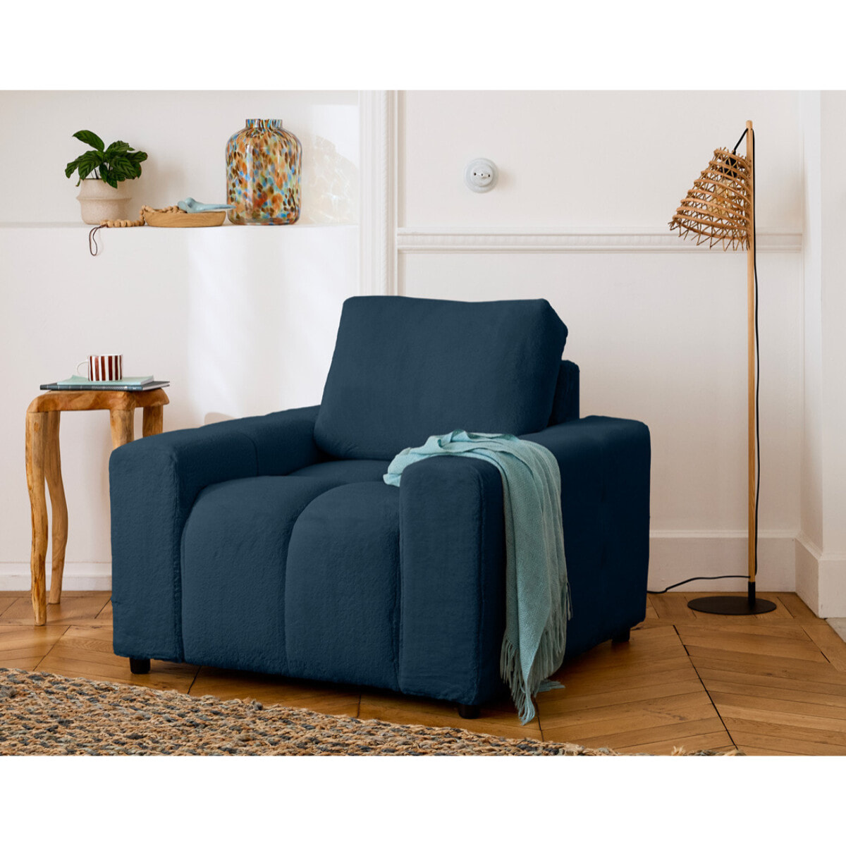 Crocus - fauteuil en fausse fourrure - Bleu