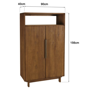 SIXTINE - Buffet 2 portes 1 étagère ouverte 90x155cm en bois de teck recyclé