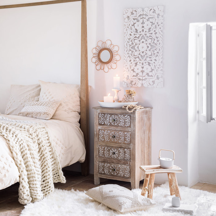 Déco murale "Fanny" bois sculptée 85x45cm