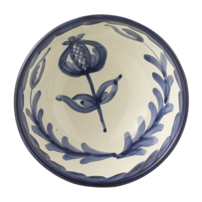 J-Line bol Granada High - céramique - blanc/bleu - small - Ø 14 cm