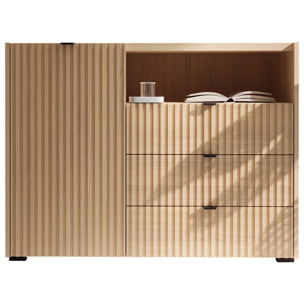 Judy - buffet bas 106 cm - 1 porte, 3 tiroirs et 1 niche - Bois