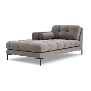 Méridienne gauche "Bali" en velours gris clair