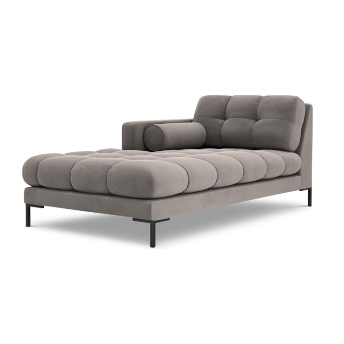 Méridienne gauche "Bali" en velours gris clair
