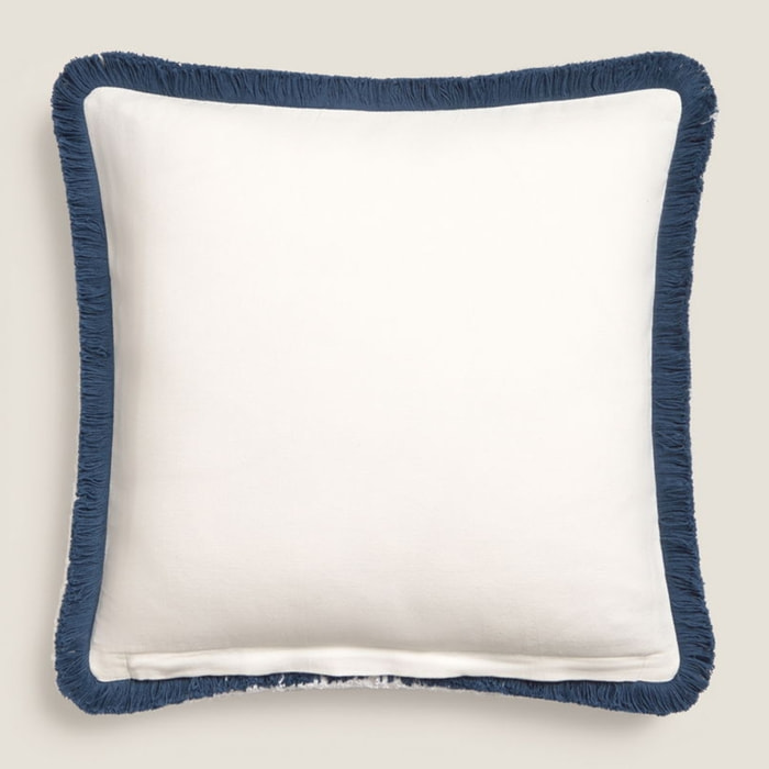 Funda de cojín con flecos en azul marino Afculac color azul marino 100% Algodón