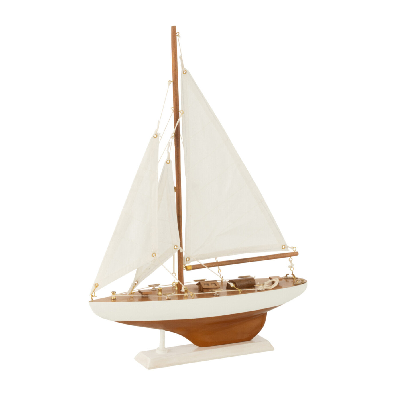 J-Line décoration Bateau à Voiles - bois - naturel/blanc - small