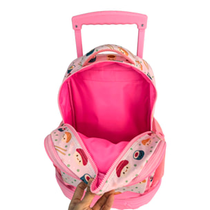 Carrello Fisso Compatto Doppio Corpo Grande Capacità Blin Blin Sushi. Schienale e spallacci regolabili e imbottiti. Con accessorio pom pom.