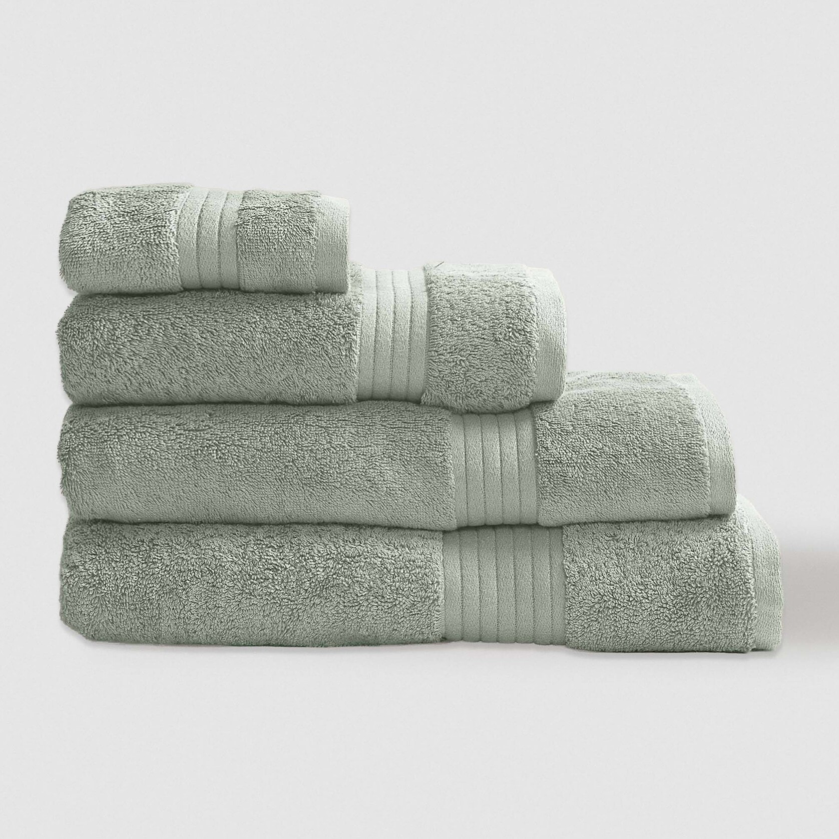 Toalla de baño 700gr/m² cenefa rayas verde keike