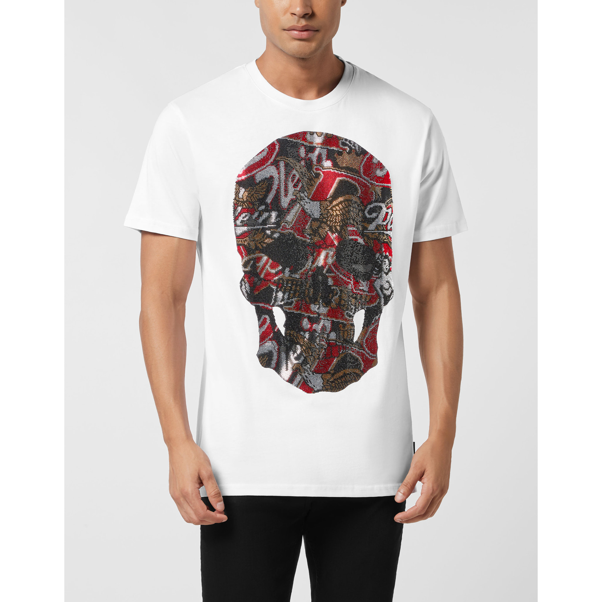 PHILIPP PLEIN Camiseta de cuello redondo y manga corta SKULL