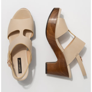 Sandalias con tacón S3270 RESTORED SKIN CREAM/ ST.LAURENT SANDAL color Cream