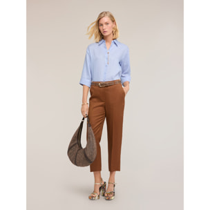 Motivi - Camicia boxy in lino - Azzurro