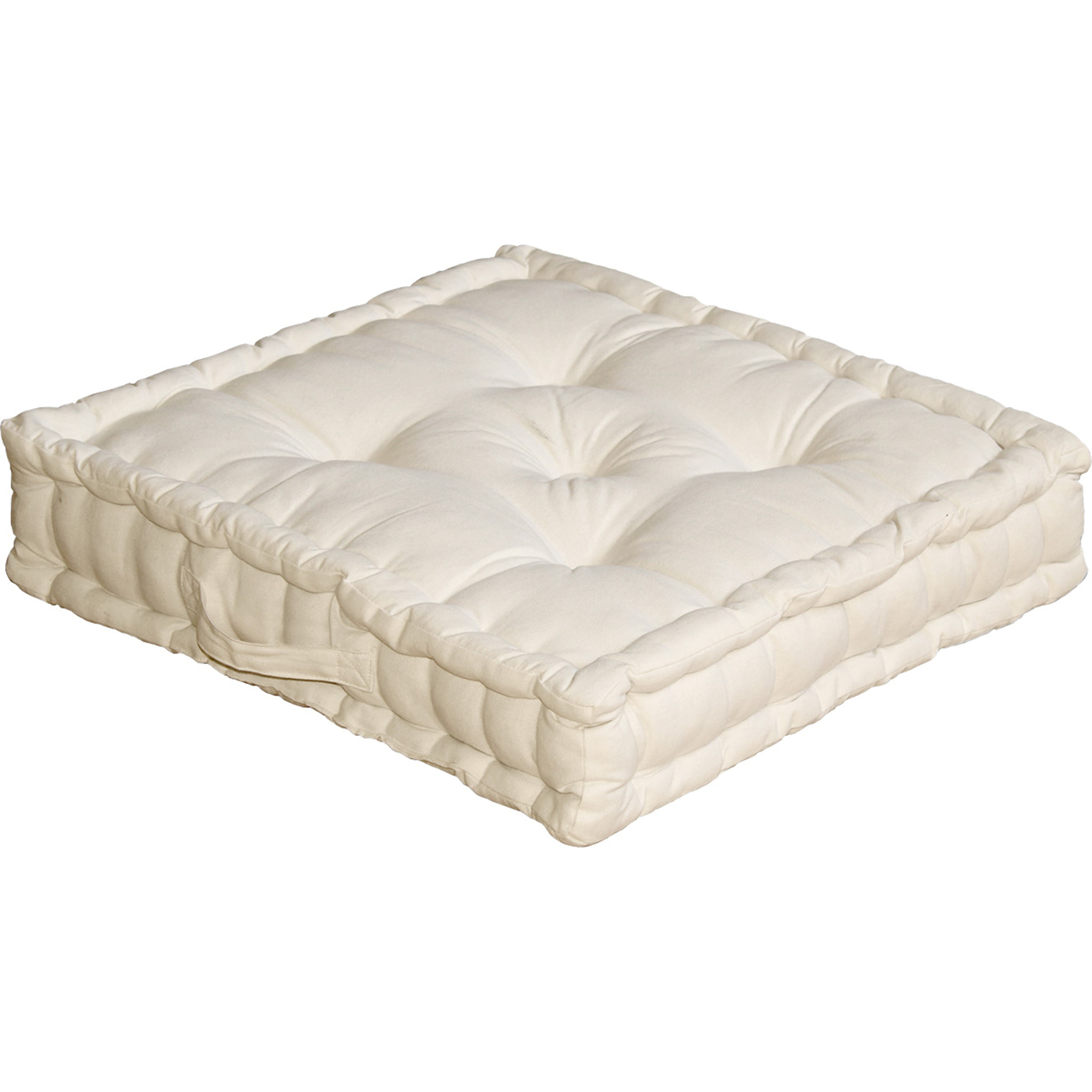 Coussin de sol uni en pur coton - Ecru