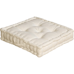 Coussin de sol uni en pur coton - Ecru