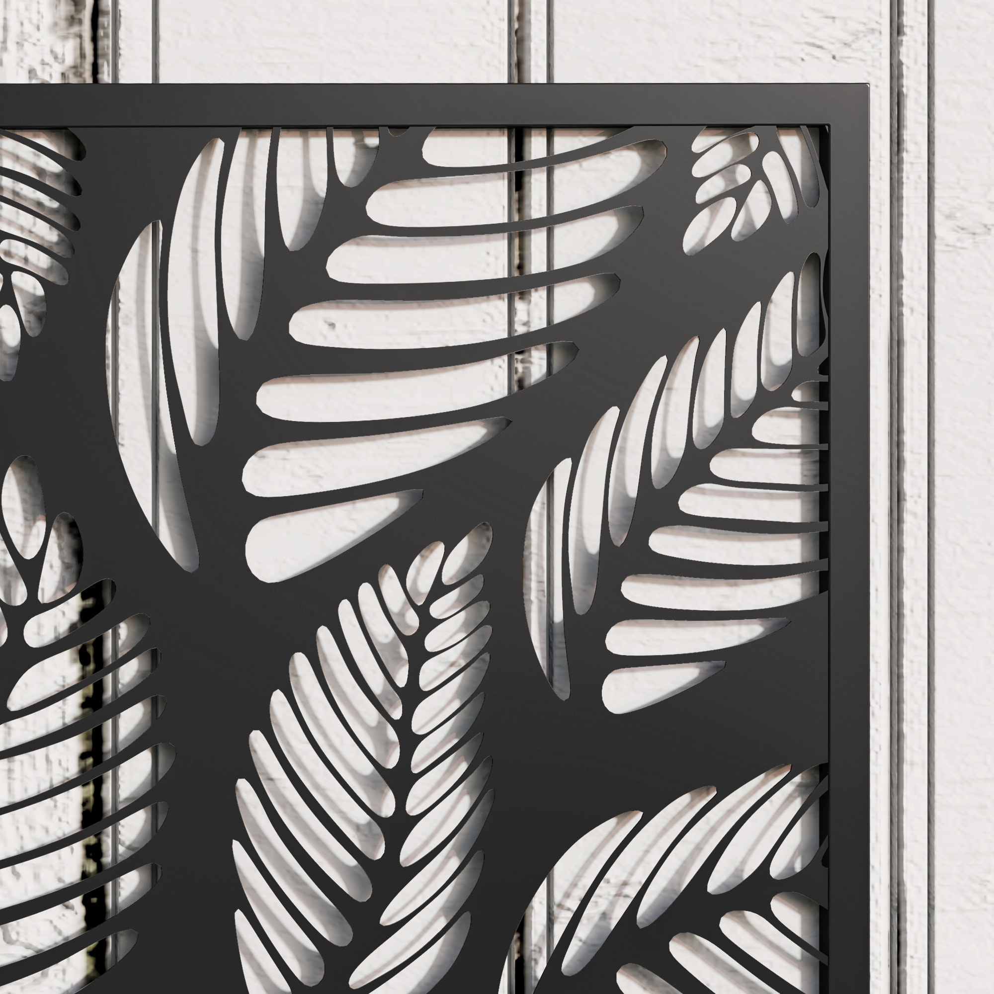 Jardinera Exterior Grande de Metal Jardinera con Pantalla de Privacidad de Hojas Decorativas Jardinera de Pared o Independiente para Patio Terraza 61x23x113 cm Negro