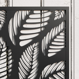 Jardinera Exterior Grande de Metal Jardinera con Pantalla de Privacidad de Hojas Decorativas Jardinera de Pared o Independiente para Patio Terraza 61x23x113 cm Negro