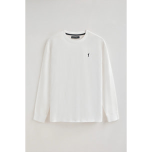 Camiseta blanca de manga larga y logo bordado Rigby Go