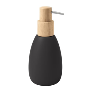 Distributeur de savon polyrésine et bois SVEN Noir mat Spirella