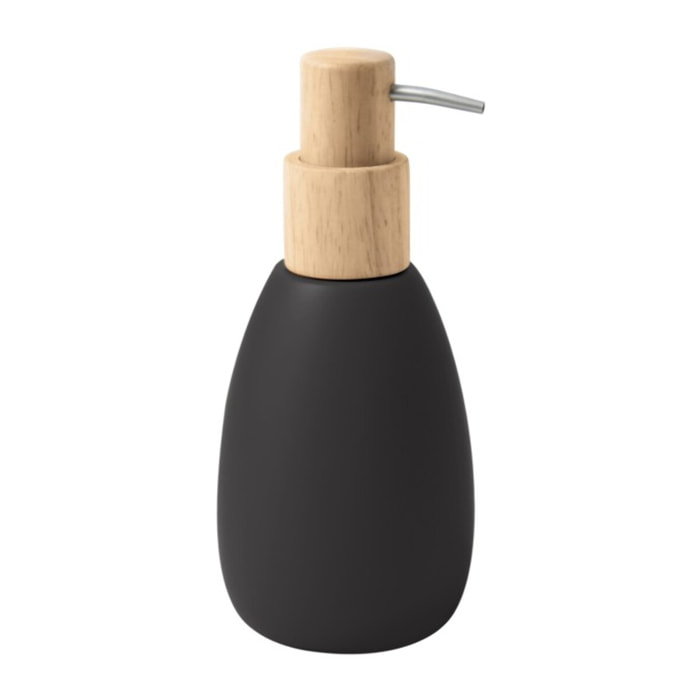 Distributeur de savon polyrésine et bois SVEN Noir mat Spirella