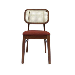 Chaise vintage bois d'hévéa et cannage (lot de 2) MANI