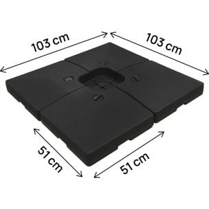 4 Dalles à lester pour gros parasol déporté - 4 x 3 - 104 KG - Noir