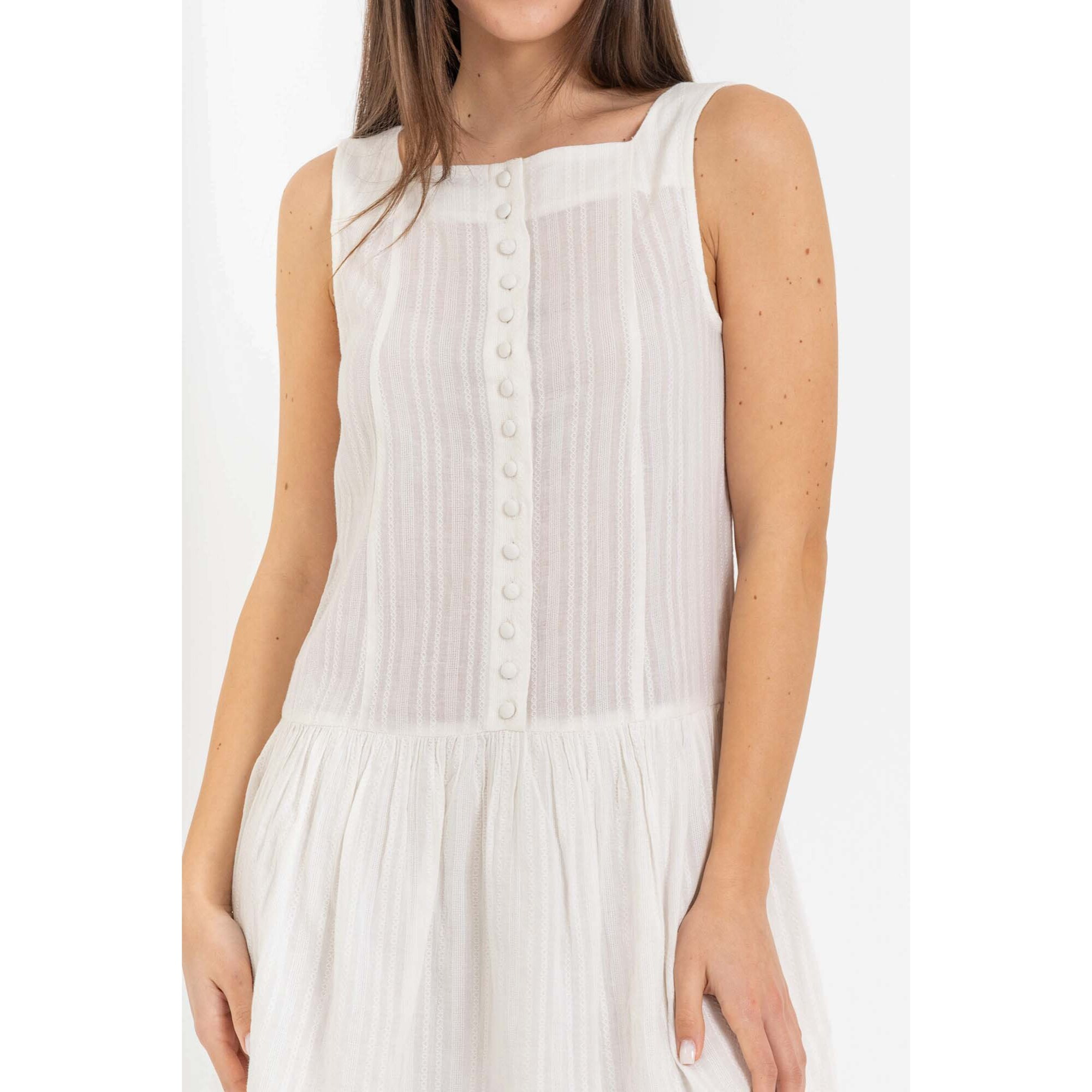 Kocca - Abito da donna smanicato in cotone con scollo squadrato Donna
