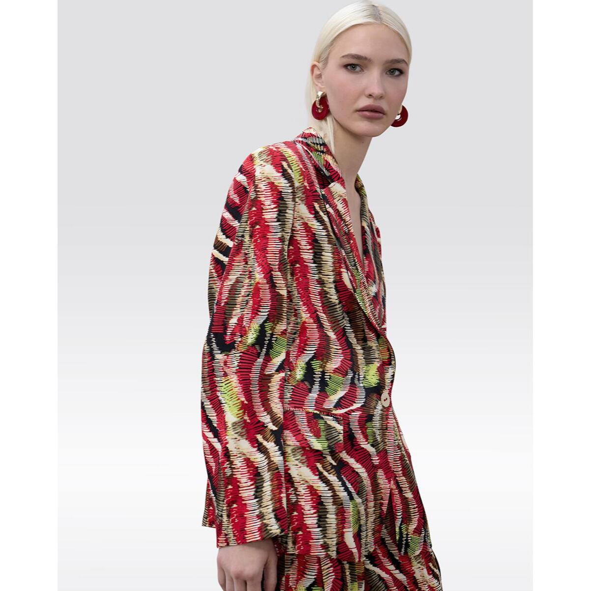 Blazer americano con motivo fluido e taglio dritto