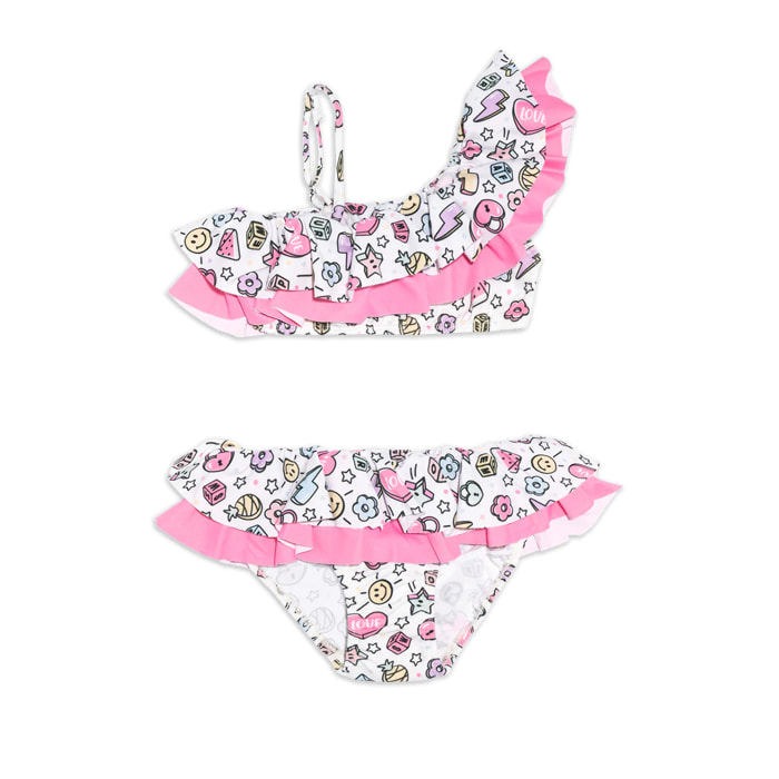 Bikini de Niña Estampado de Cuentas en Rosa