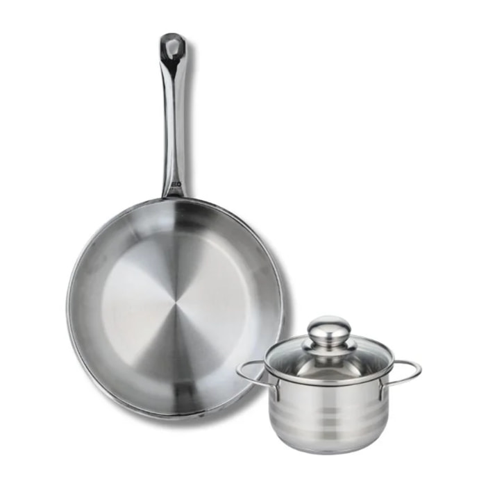 Ensemble de 1 Poêle de cuisson 24 cm et 1 faitout 12 cm Elo Profi Brillant