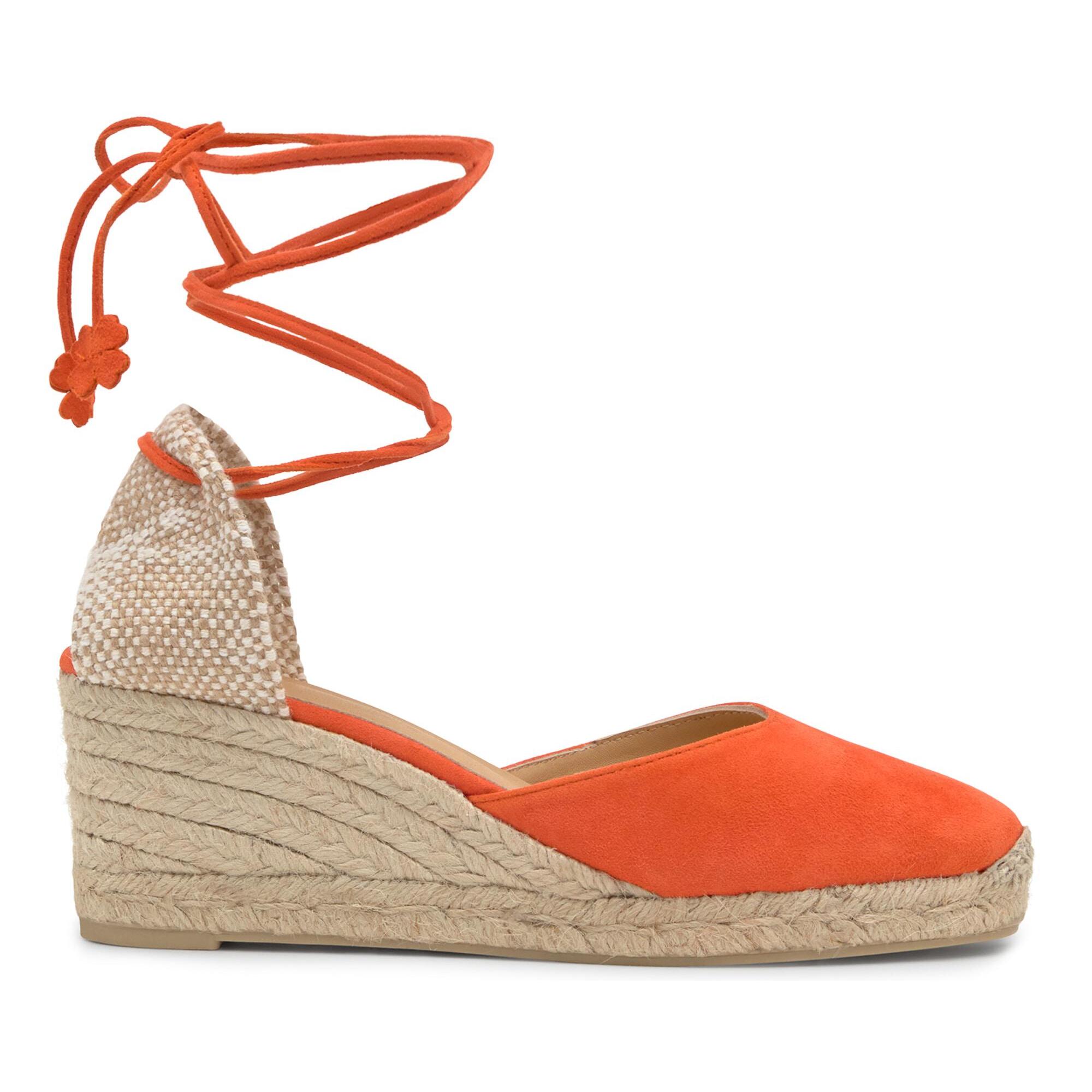 Alpargata de cuña Carina en ante con cierre de cordones