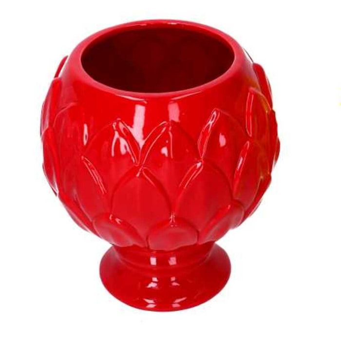 Vaso calice in ceramica rosso cm ø20,5h21,5