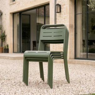 Ensemble de 4 chaises de jardin empilables vertes EVORA