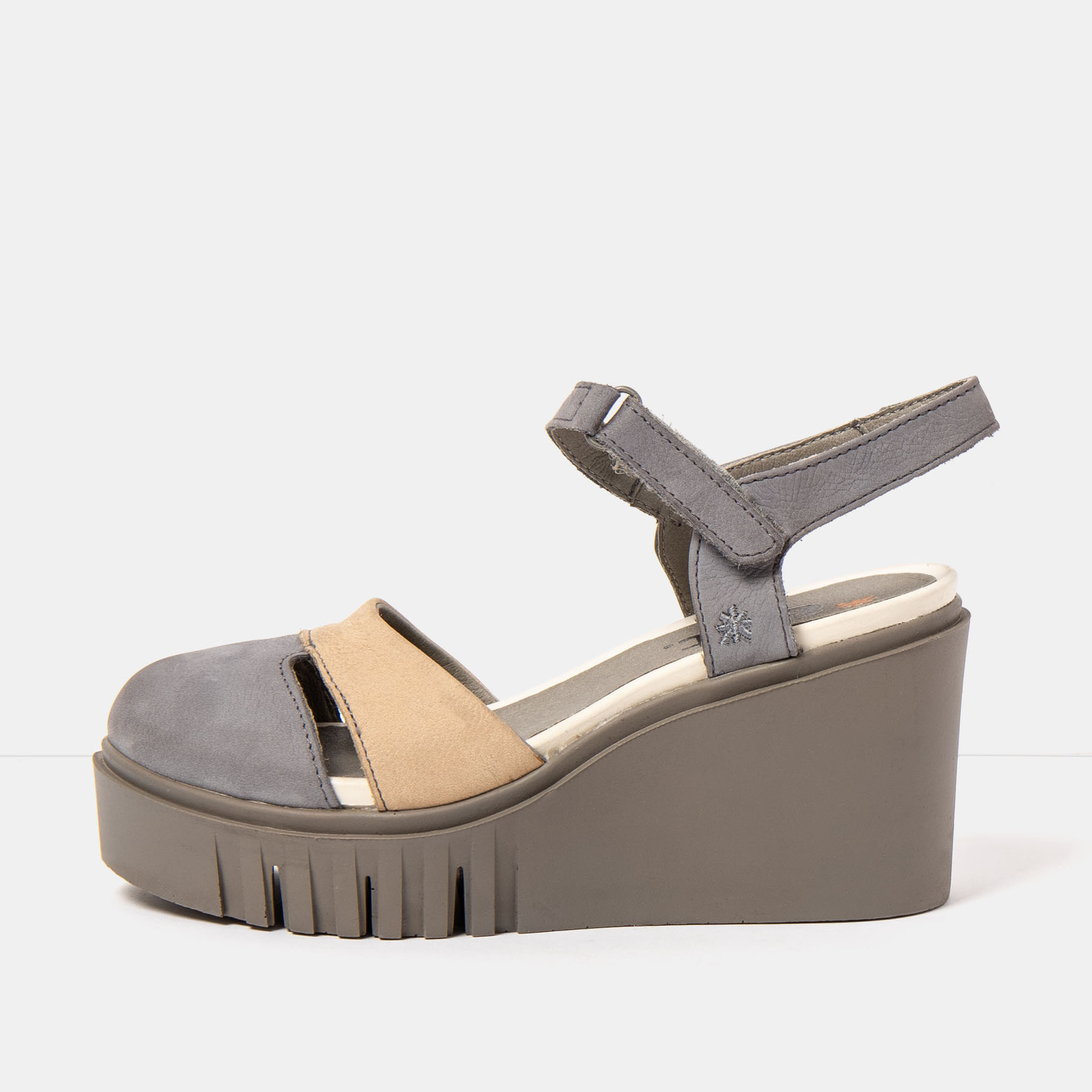 Sandalia de cuña 2083 NOBUCK DENIM-CREAM/ CATANIA color Denim-cream