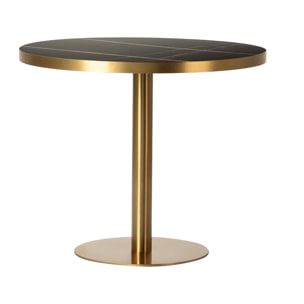 Mesa Comedor Acero Inoxidable Piedra Lodi 90x90x75 Cm