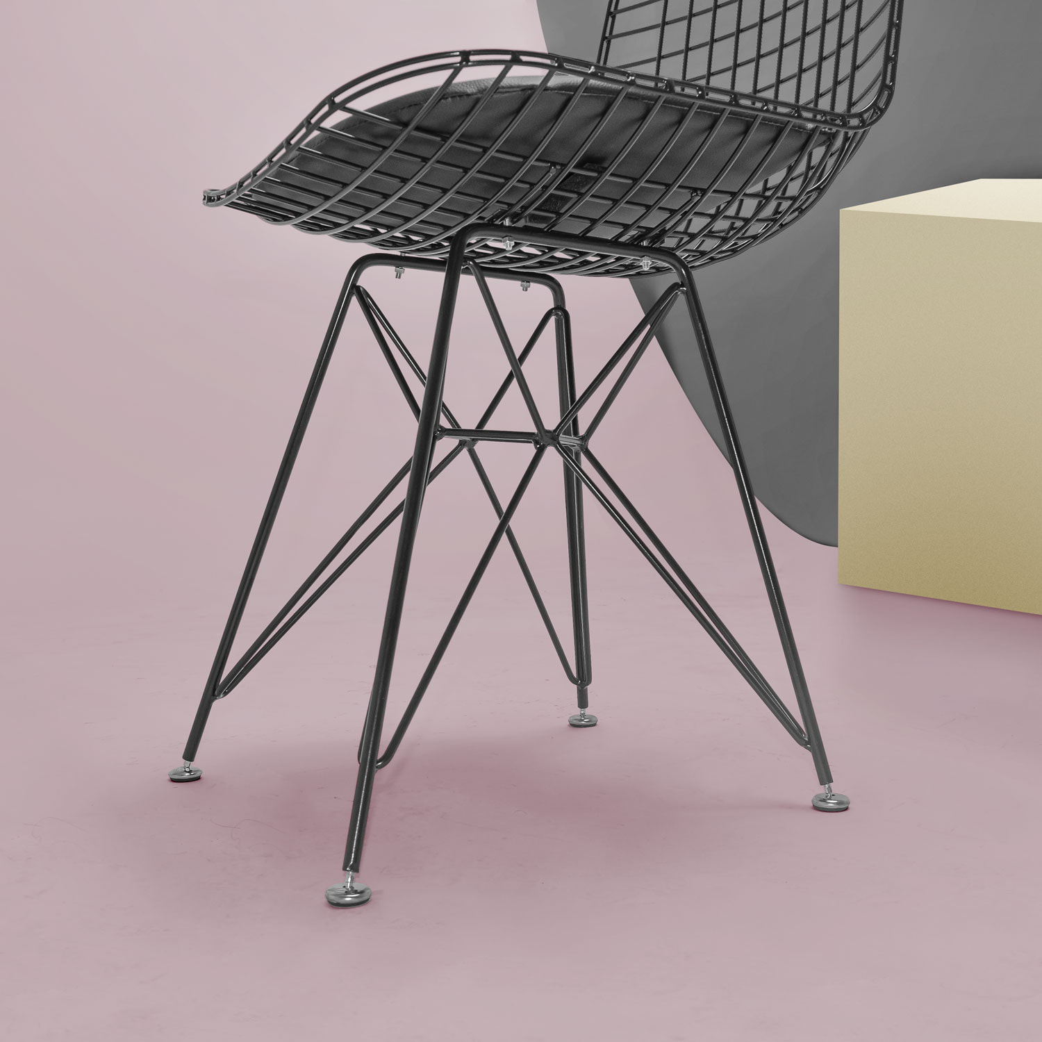 COPENAGHEN - Set di 2 sedie in metallo con design industrial. Set di 2 sedie da pranzo, ufficio, studio. Colore bianco o nero